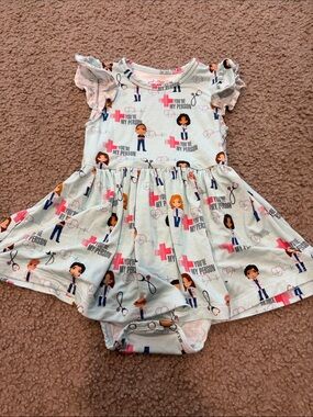 B67 Meraki Hollow Bamboo Twirl Dress, Greys Anatomy Print, 18-24